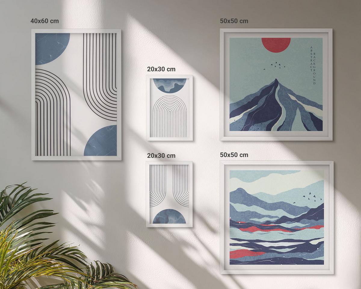 BILDER SET 5er Set - 50x50 cm & 20x30 cm & 40x60 cm Weißer Rahmen - Zitronenbäume im Topf - Weiß, Kunststoff (40/60cm) - TULUP