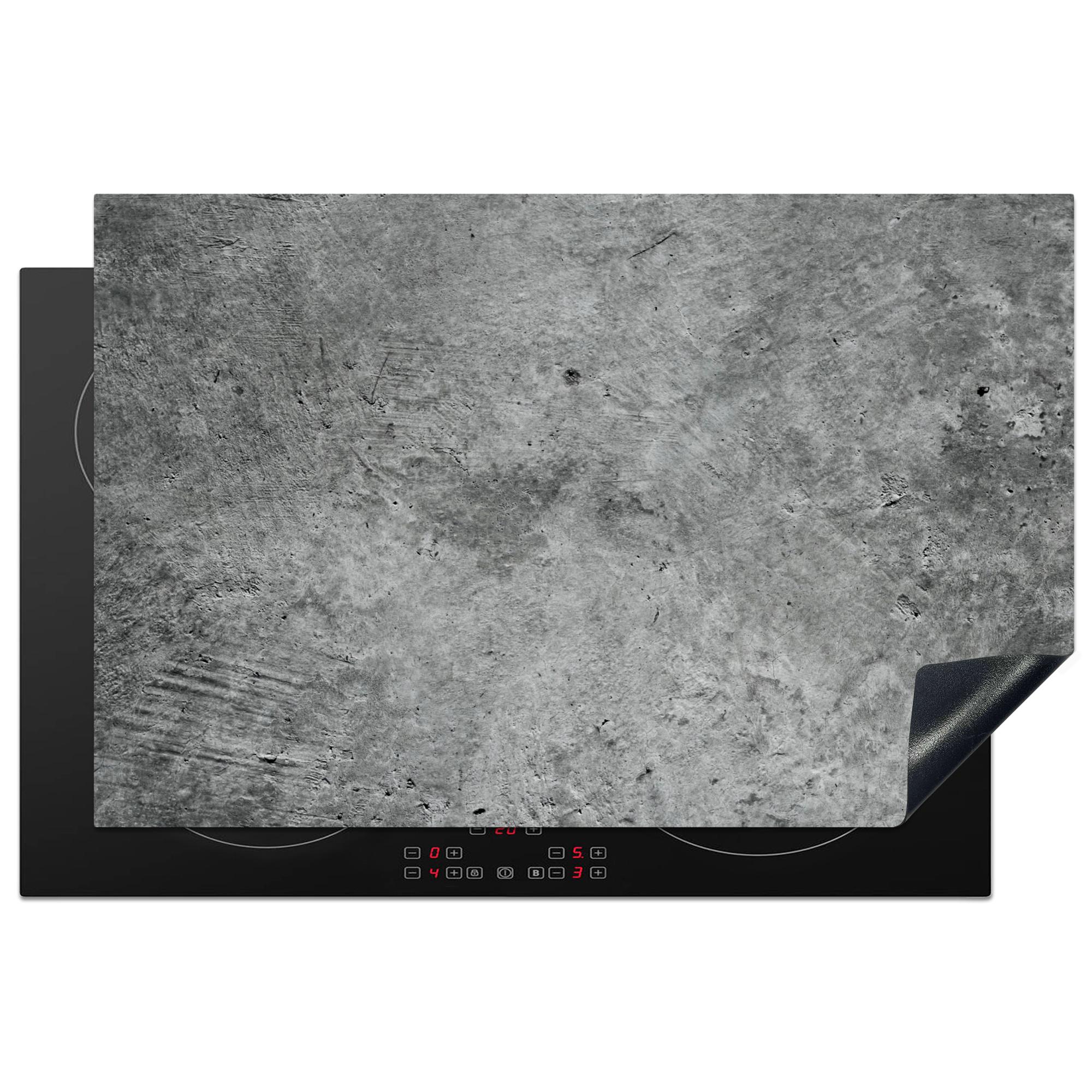 HERDABDECKPLATTE Beton - Schiefer - Grau -Betonstruktur Induktionsmatte 81x52 cm - Grau, Kunststoff (81/52/0.2cm) - MuchoWow