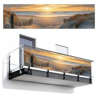BALKON-SICHTSCHUTZ Strand - Dünen - Sonnenuntergang Witterungsbeständig 300x75 cm - Sandfarben, Kunststoff (300/75cm) - MuchoWow