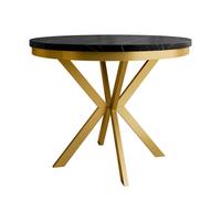 ESSTISCH ausziehbar Edder Gold 120 - Goldfarben/Schwarz, Holzwerkstoff/Metall (120/120/76cm) - MIRJAN24