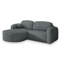ECKSOFA AMILIA P L-S Grau Kordstoff mit Schlaffunktion - Grau, Holz (263/174cm) - MASSENO