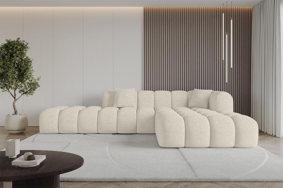 ECKSOFA Ottomane Rechts OLEA-L2 - 289x176x71 cm Creme - Creme/Schwarz, Holzwerkstoff/Kunststoff (289/176cm)