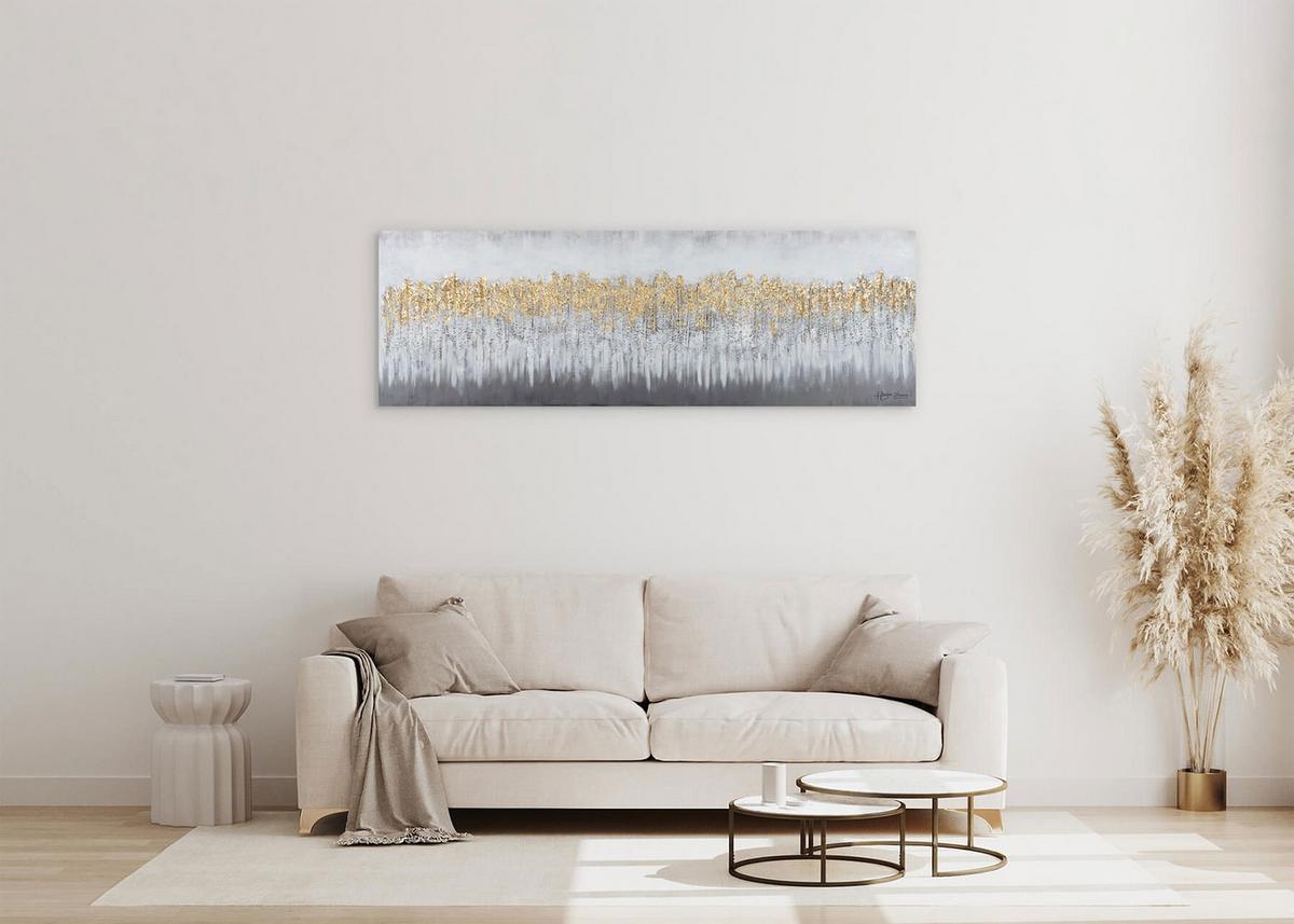 ACRYLBILD HANDGEMALT 150/50 cm - Grau, Holz/Textil (150/50cm) - KUNSTLOFT