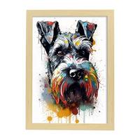 POSTER Schnauzer & Elvis A4 Rahmen Aus Hellem Holz - Beige, Papier (29.7/5/21cm) - Nacnic
