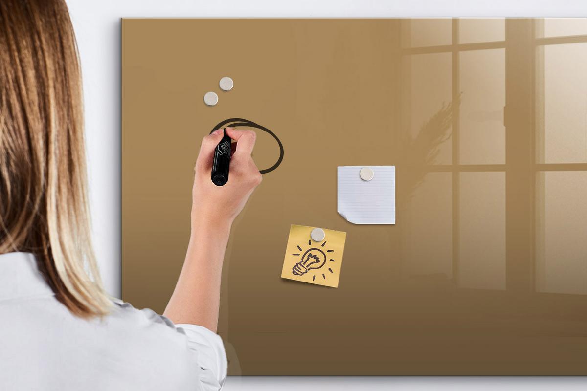 MAGNETTAFEL 100x70 Beige schwarzer Marker - Beige, Glas (100/0.4/70cm) - TULUP