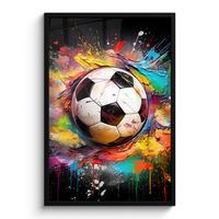 POSTER MIT RAHMENGERAHMTES BILD Fußball - Farbe - Farben - Schwarz - Weiß 60x90 cm - Weiß, Papier (60/90cm) - MuchoWow