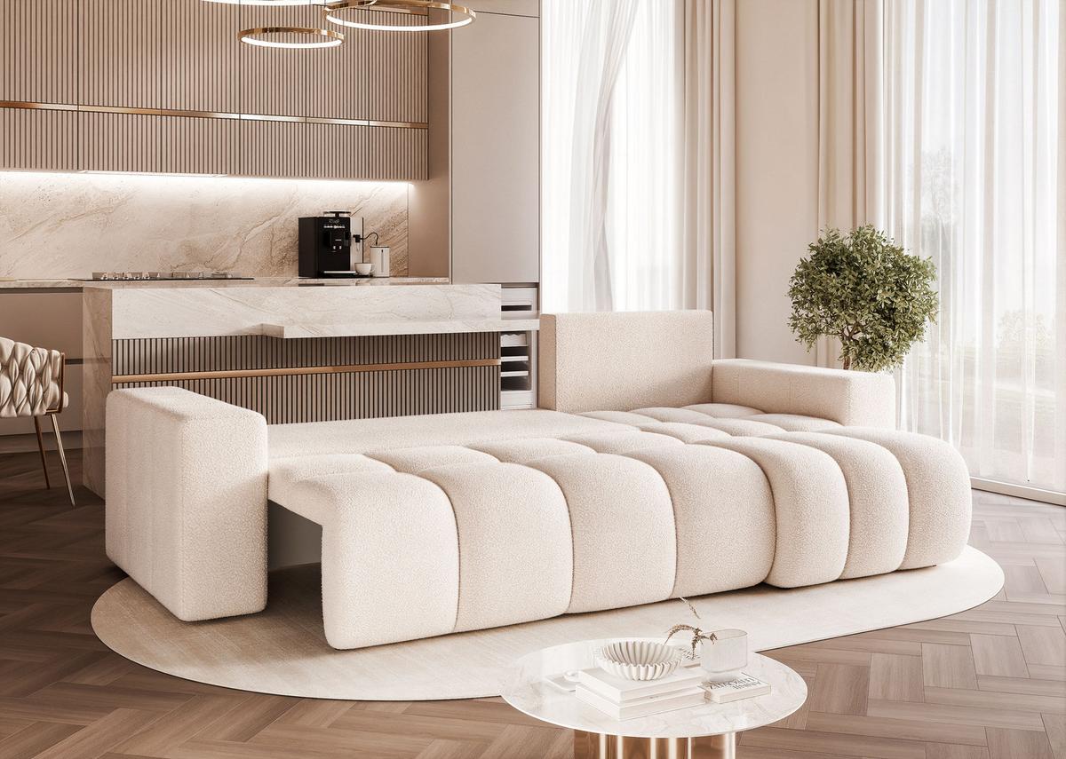 ECKSOFA OFI mit Schlaffunktion und Bettkasten Creme - Creme, Holzwerkstoff/Kunststoff (248/145cm) - Idohome
