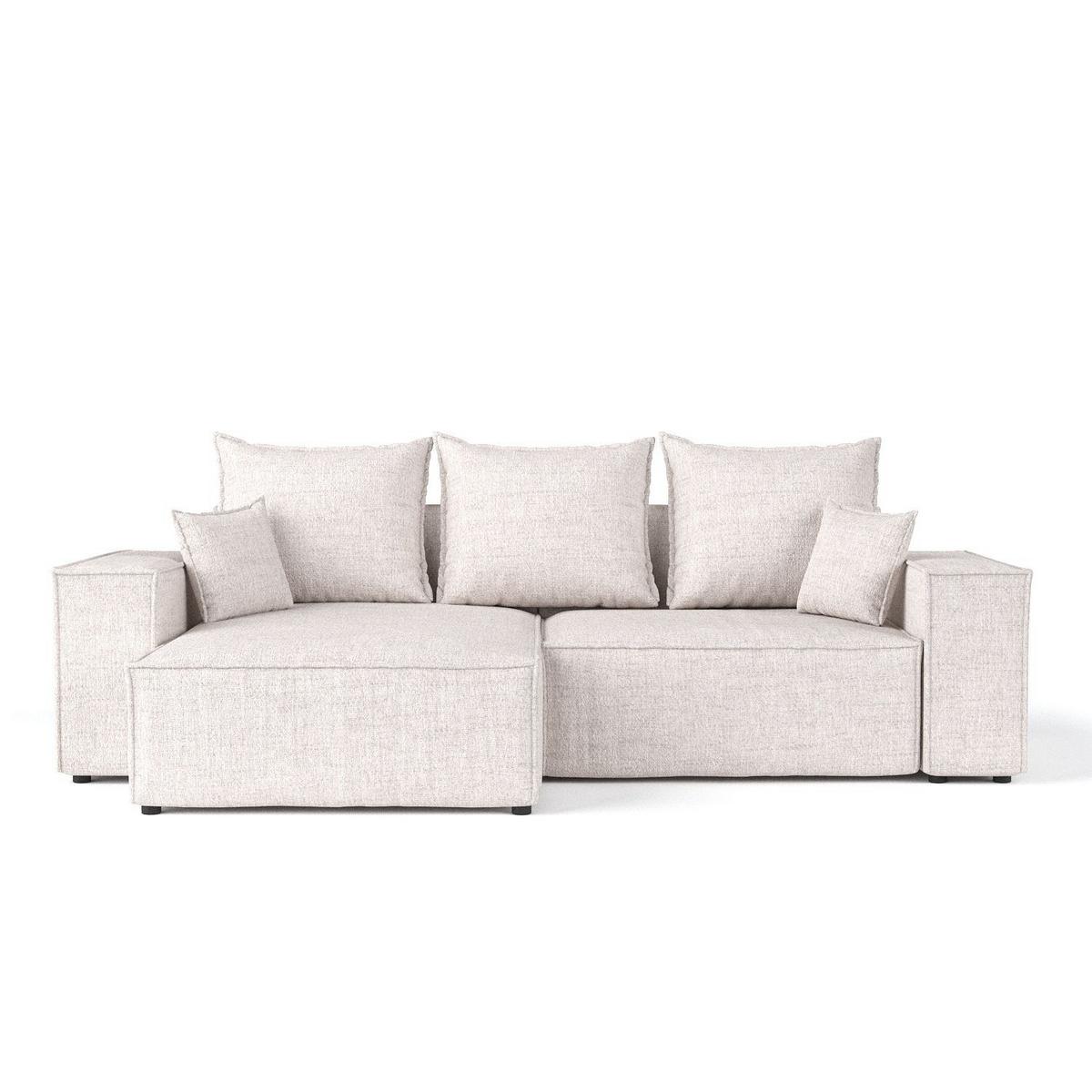 ECKSOFA SENSO mit Schlaffunktion Hellbeige im Neve Stoff - Sandfarben/Schwarz, Holz/Holzwerkstoff (255/148cm) - AltaBeds