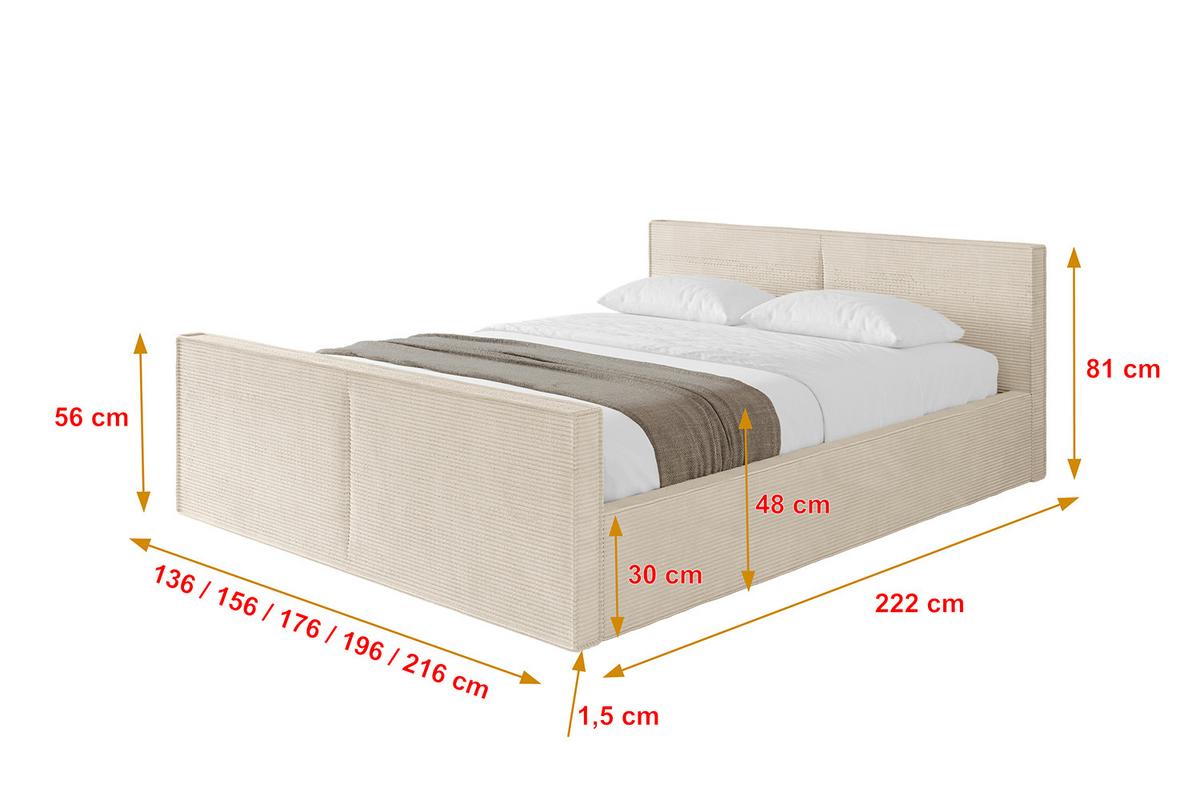 POLSTERBETT mit Bettkasten, Fußteil und Lattenrost, Boxbett mit Matratze H3/H4 - EMMI-Z-V1 180x200 Beige - Creme, Holzwerkstoff/Textil (180/200cm) - ALTDECOR