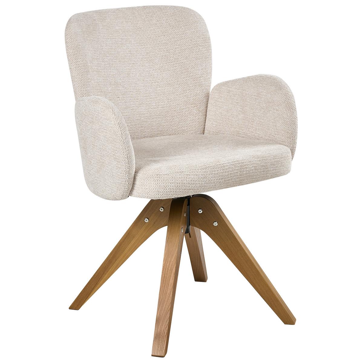 ESSZIMMERSTUHL 2er Set drehbar Stoff Hellbeige Jean - Beige, Textil (64/82/70cm) - Beliani