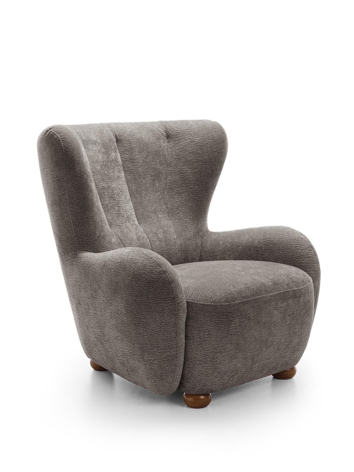 SESSEL MIST, Polstersessel Klassisch Loungesessel, Chenille-Stoff Grau - Grau, Holz/Holzwerkstoff (88/91/100cm) - MASSENO