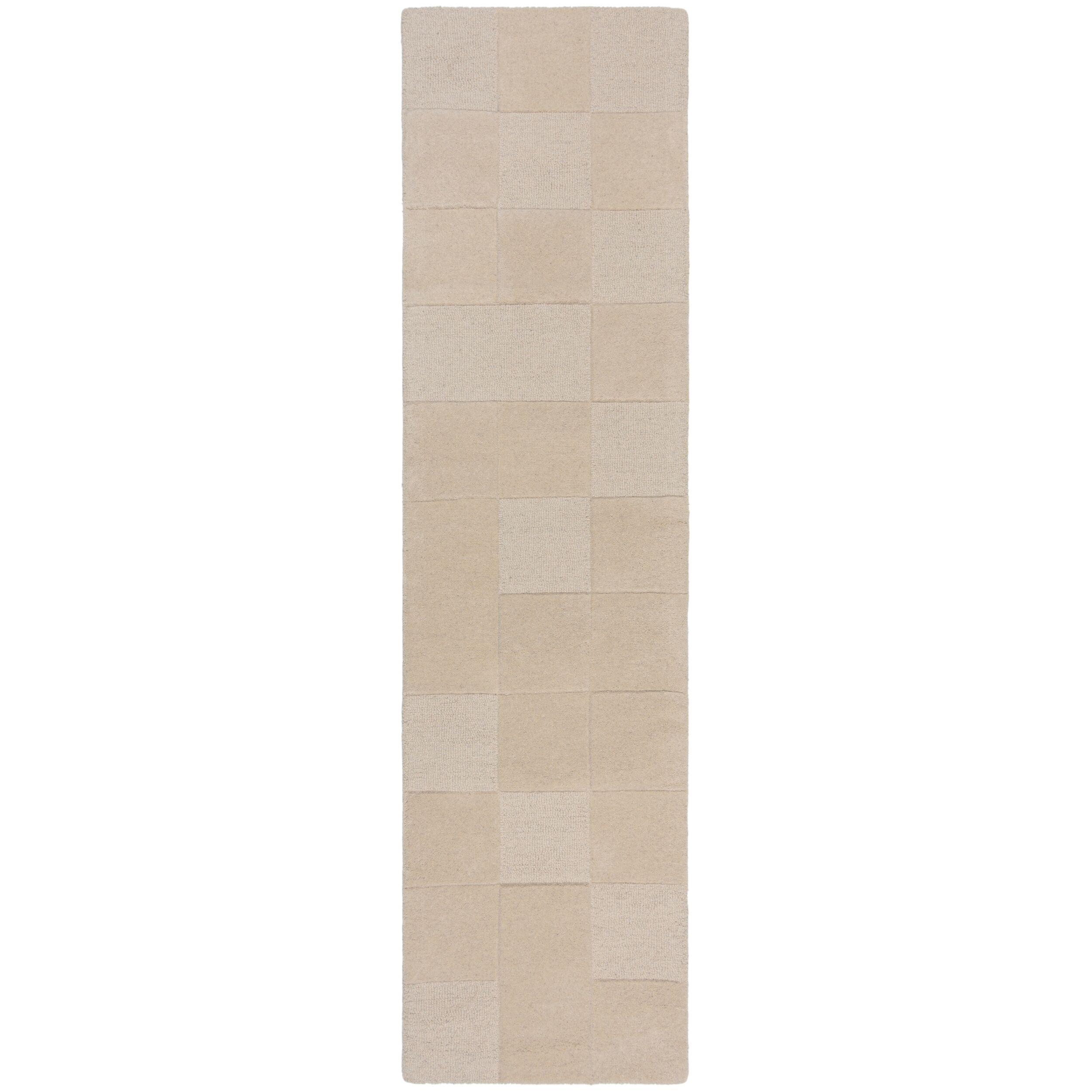 TEPPICH aus Wolle DEBEN in Beige, mit Schachbrettmuster, 60 x 230 cm - Beige, Textil (60/230cm) - KADIMA DESIGN