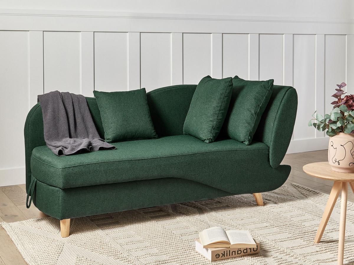 CHAISELONGUE-RECHTSSEITIGE Grün Meri - Braun/Grün, Textil (155/76/69cm) - Beliani