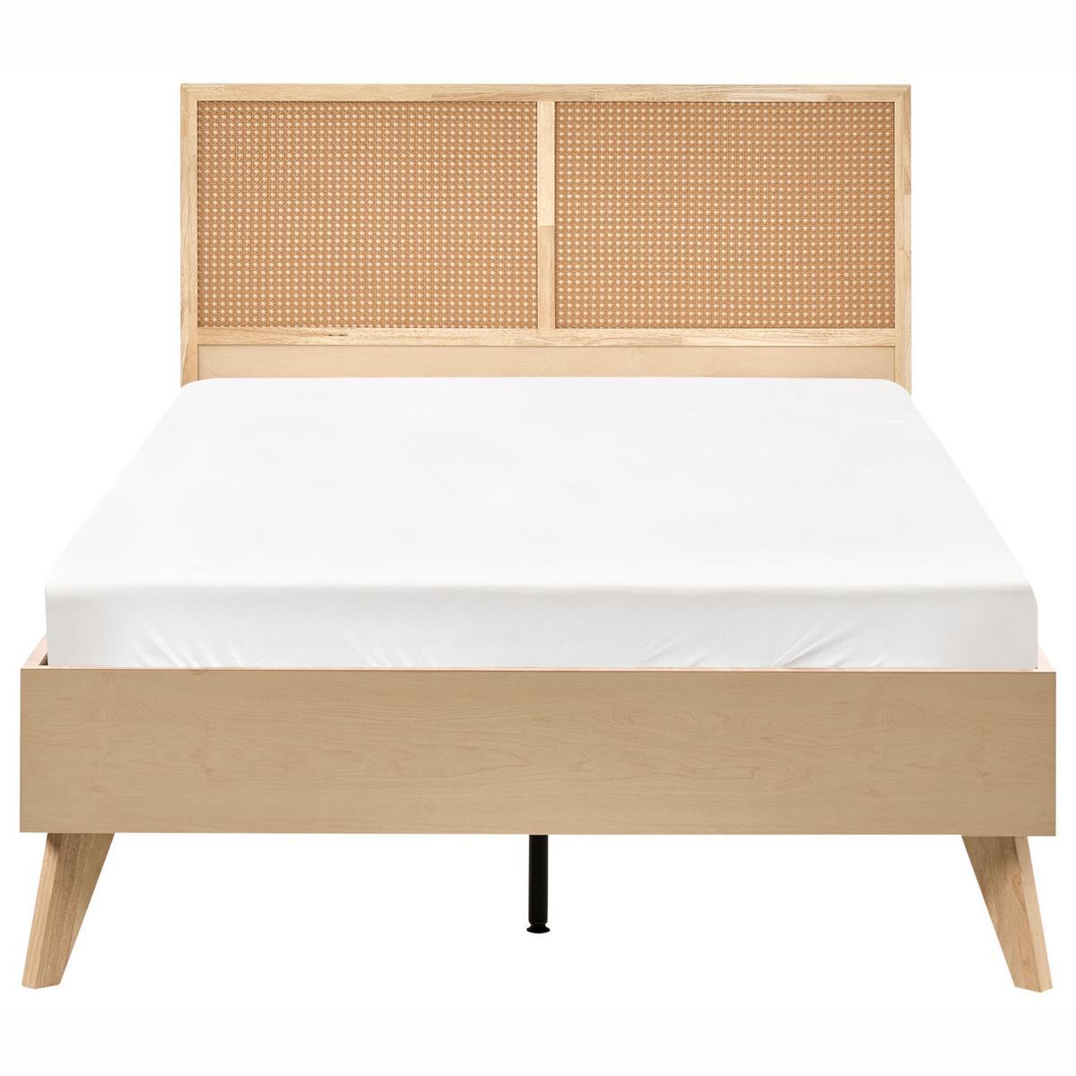 BETT mit Lattenrost 120/200 cm Faserplatte, PE Rattan Hellbraun Monpazier - Hellbraun, Naturmaterialien (120/200cm) - Beliani