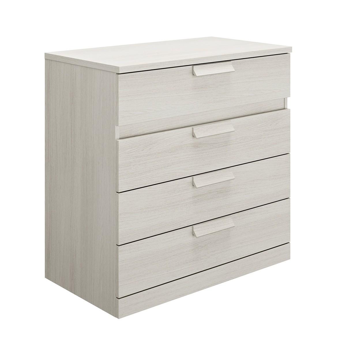KOMMODE 4 Schubladen Cyrus - Französische Herstellung - 81/45/81 cm - Eschefarben, Holzwerkstoff (45/81/45cm) - Calicosy