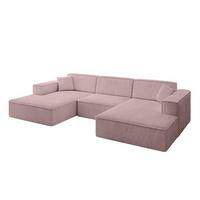 WOHNLANDSCHAFT IREA-U1-v4 - 301x165x77 cm Rosa - Rosa, Holzwerkstoff/Textil (301/77/165cm) - ALTDECOR