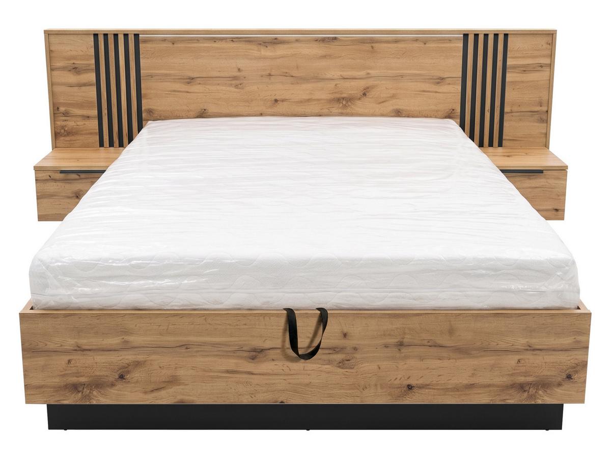 BETT Bali Lux - Eichefarben/Schwarz, Holzwerkstoff (160/200cm) - MIRJAN24