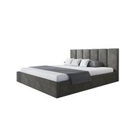 BETT 90x200 - Polsterbett mit Bettkasten und Holzrahmen - Modern Betten - Glatter Kronos-Stoff - Kollektion Tokio, Dunkelgrau - Dunkelgrau, Holz/Textil (90/200cm) - Alpi-Möbel