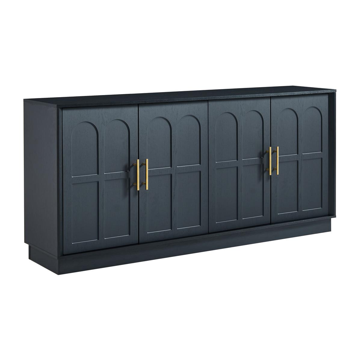 SIDEBOARD Schwarz XL 169 cm mit elegantem Bogendesign & Gold-Akzenten - Schwarz, Holzwerkstoff (169/80/40cm) - Urban Meuble