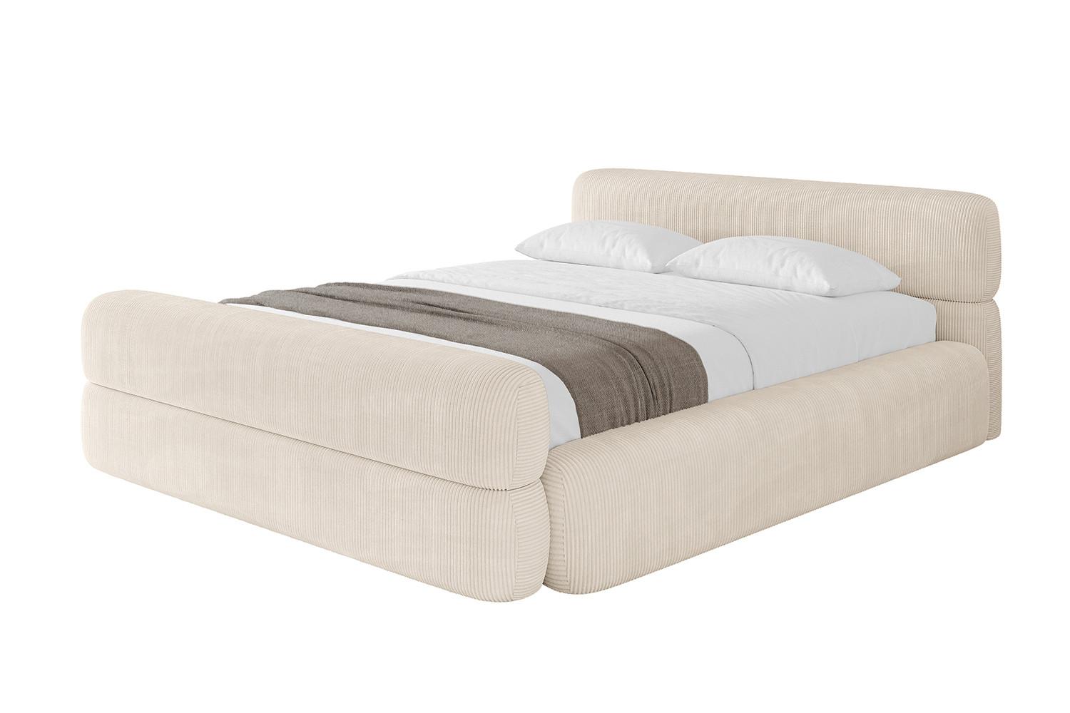 POLSTERBETT mit Bettkasten, Fußteil und Lattenrost, Boxbett mit Matratze H3/H4 - ENORA-Z-V1 180x200 Beige - Creme, Holzwerkstoff/Textil (180/200cm) - ALTDECOR