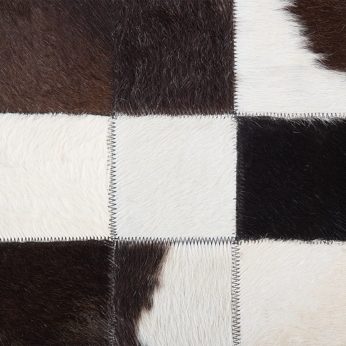 KURZFLOR-TEPPICH Bergama 140/140 cm - Schwarz, Fell (140/140cm) - Beliani