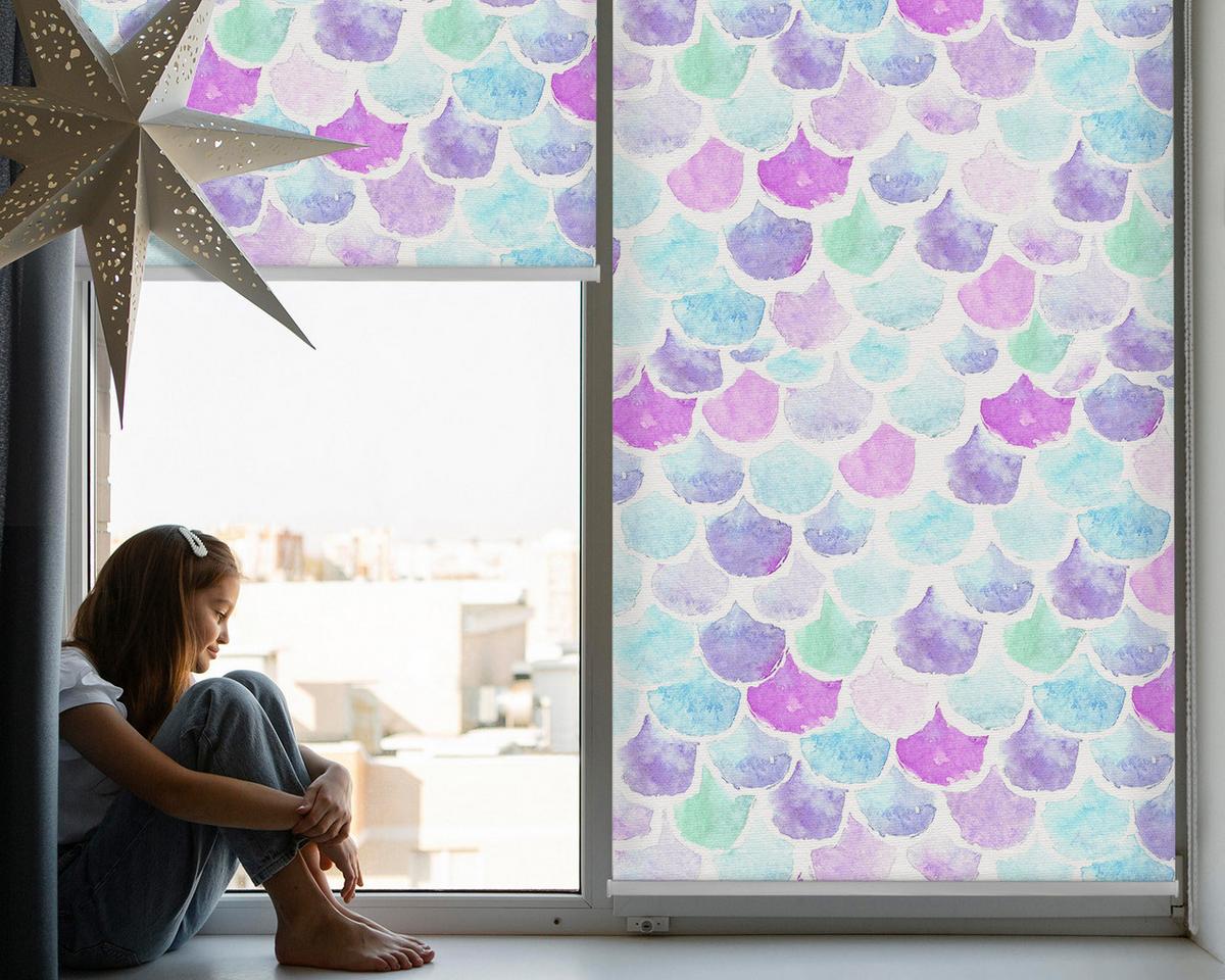 INNENROLLO - Fensterrollo - Rollo - 80x140 cm - Bunte Schuppen - Blau, Kunststoff (80/140/0.5cm) - TULUP