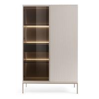 VITRINE Tosena Greige mit Schublade und LED - Kaschmir/Goldfarben, Holzwerkstoff/Metall (104/166/39cm) - Selsey