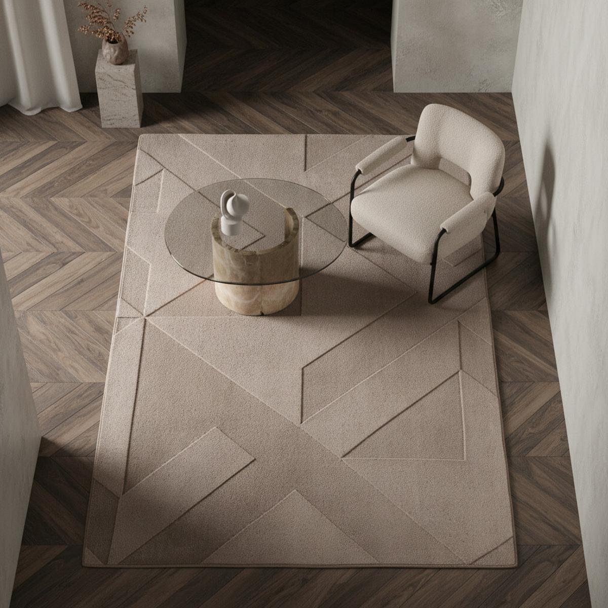 TEPPICH Kurzflor Waschbar LAVAREDO in Beige, geometrisch, 120 x 170 cm - Beige, Textil (170/120cm) - KADIMA DESIGN