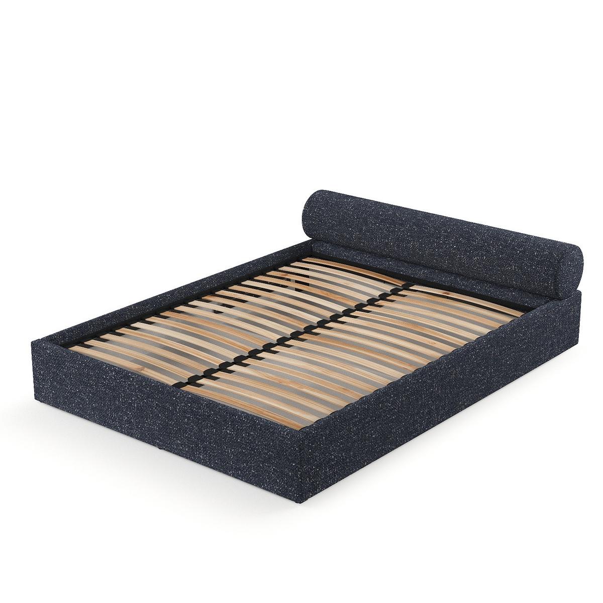 POLSTERBETT Solvo mit Stauraum 200/200 cm Dunkelblau im Blur Stoff - Schwarz/Naturfarben, Holz/Holzwerkstoff (200/200cm) - AltaBeds