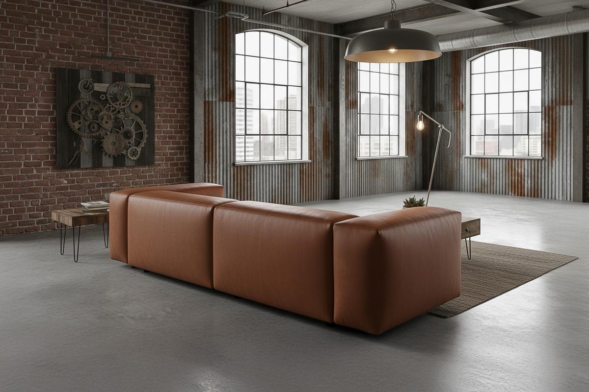 SOFA CELESTE Braun Lederfaserstoff - Schwarz/Braun, Leder/Kunststoff (302/72/114cm) - KAWOLA