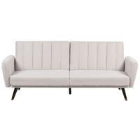 3-SITZER-SCHLAFSOFA Samtstoff beige Vimmerby - Beige, Textil (212/90/80cm) - Beliani