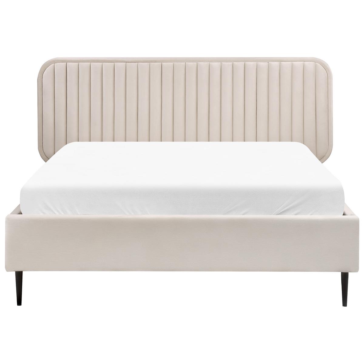 BETT mit Lattenrost 140/200 cm Beige Brin - Beige/Schwarz, Textil (140/200cm) - Beliani