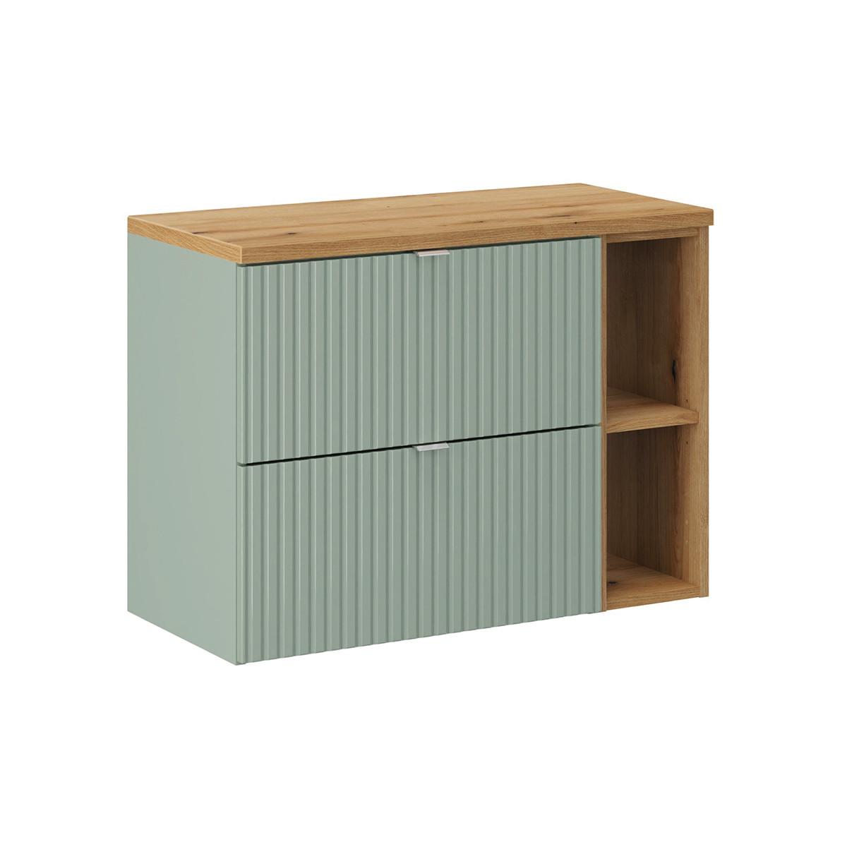 WASCHTISCHUNTERSCHRANK 80.4cm Jade Grün und Holz - Grün, Holzwerkstoff (80.4/59/40cm) - Petits-meubles
