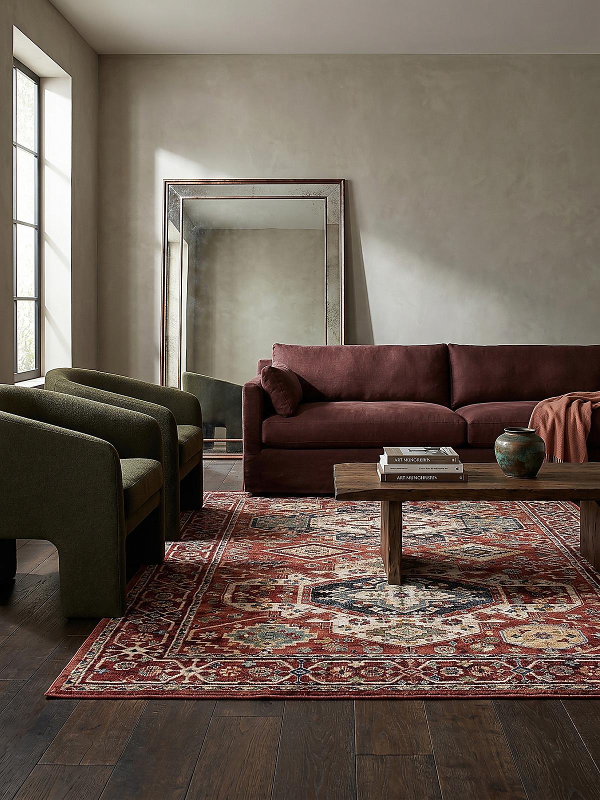 KURZFLORTEPPICH GLAZERT, geometrisch, Rot, 120 x 170 cm - Rot, Textil (170/120cm) - KADIMA DESIGN