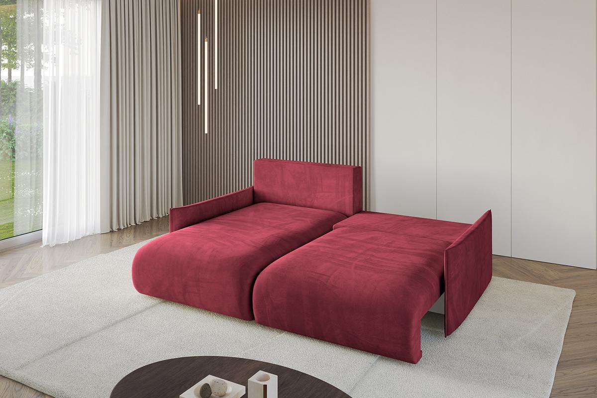 ECKSOFA Ottomane links ONESK-L -v1 216x177x72 Bordeauxrot Velours - Bordeaux, Holzwerkstoff/Kunststoff (216/177cm) - ALTDECOR