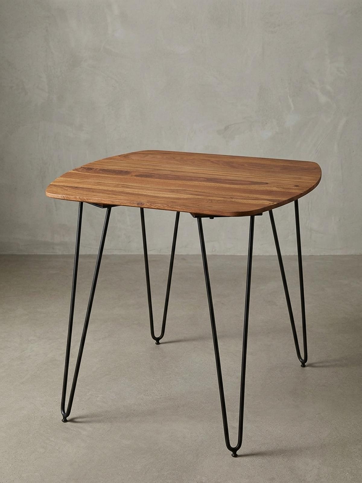 ESSZIMMERTISCH – Massivholz Braun 80x80x76 cm Modern abgerundete Ecken - Schwarz/Braun, Holz/Metall (80/80/76cm) - KADIMA DESIGN
