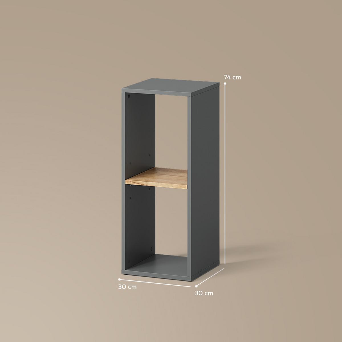 BÜCHERREGAL Lorena Anthrazit/Goldkraft Eiche mit 2 Fächern - Honigeiche/Anthrazit, Holzwerkstoff (30/74/30cm) - Livinity®