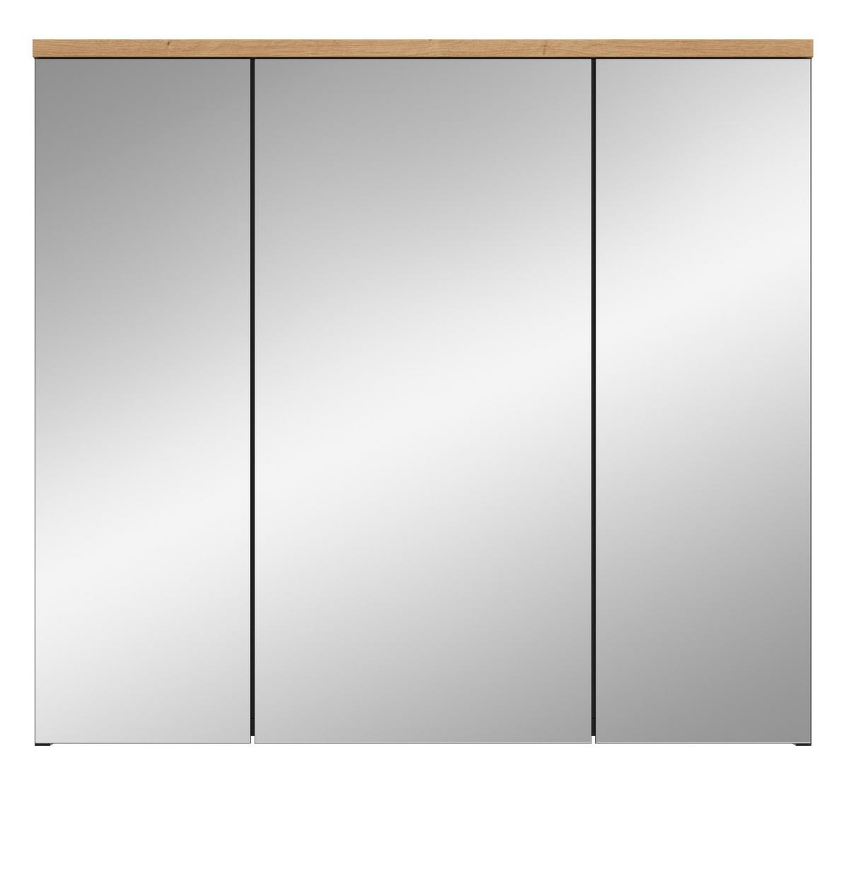 SPIEGELSCHRANK Eiche, grau 80 cm, Badschrank mit Soft-Close - Eiche Artisan/Grau, Glas/Holzwerkstoff (80/73/21cm) - Inn.Furn