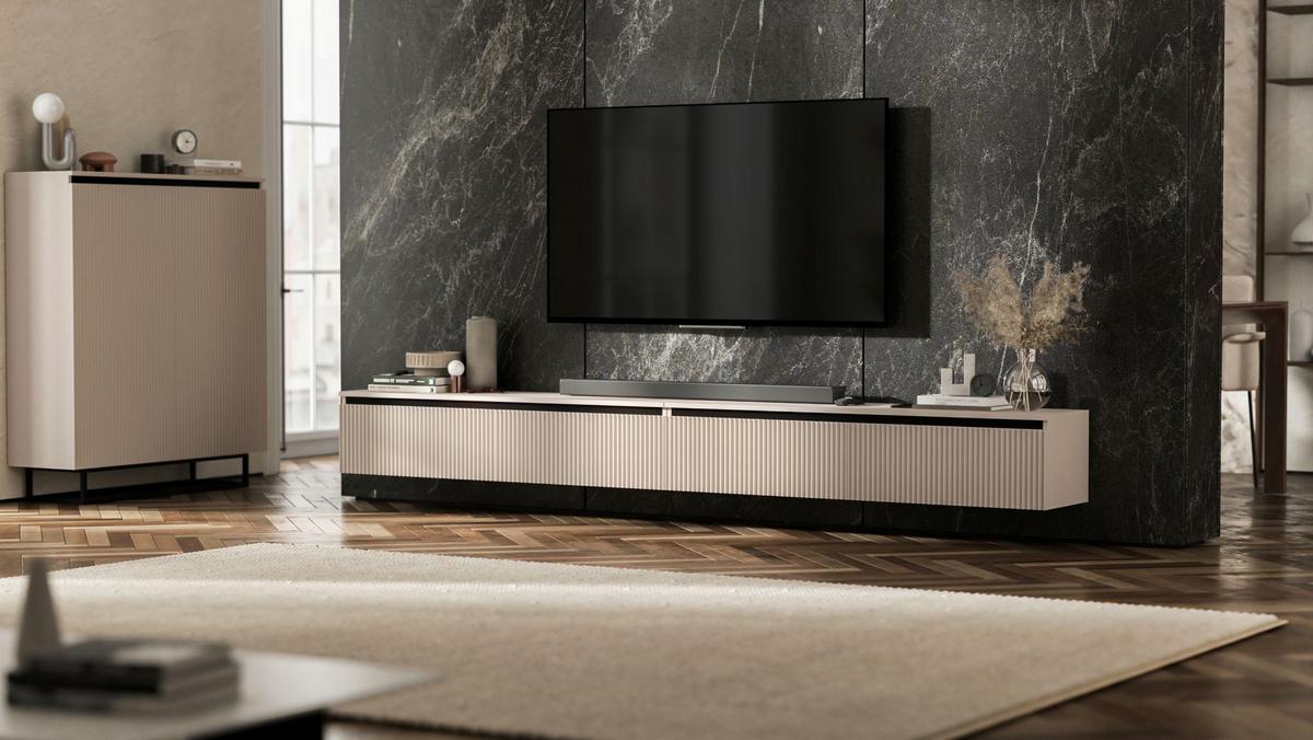 TV-LOWBOARD 2-er Set Selene Kaschmir Matt Glamour 140 cm - Kaschmir, Holzwerkstoff (280/30/35cm) - Meble Lindner