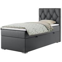 BOXBETT ALDA 90/200 Dunkelgrau Kunstleder - H3 - Rechts Seite - Dunkelgrau, Holz/Textil (90/200cm) - MKS