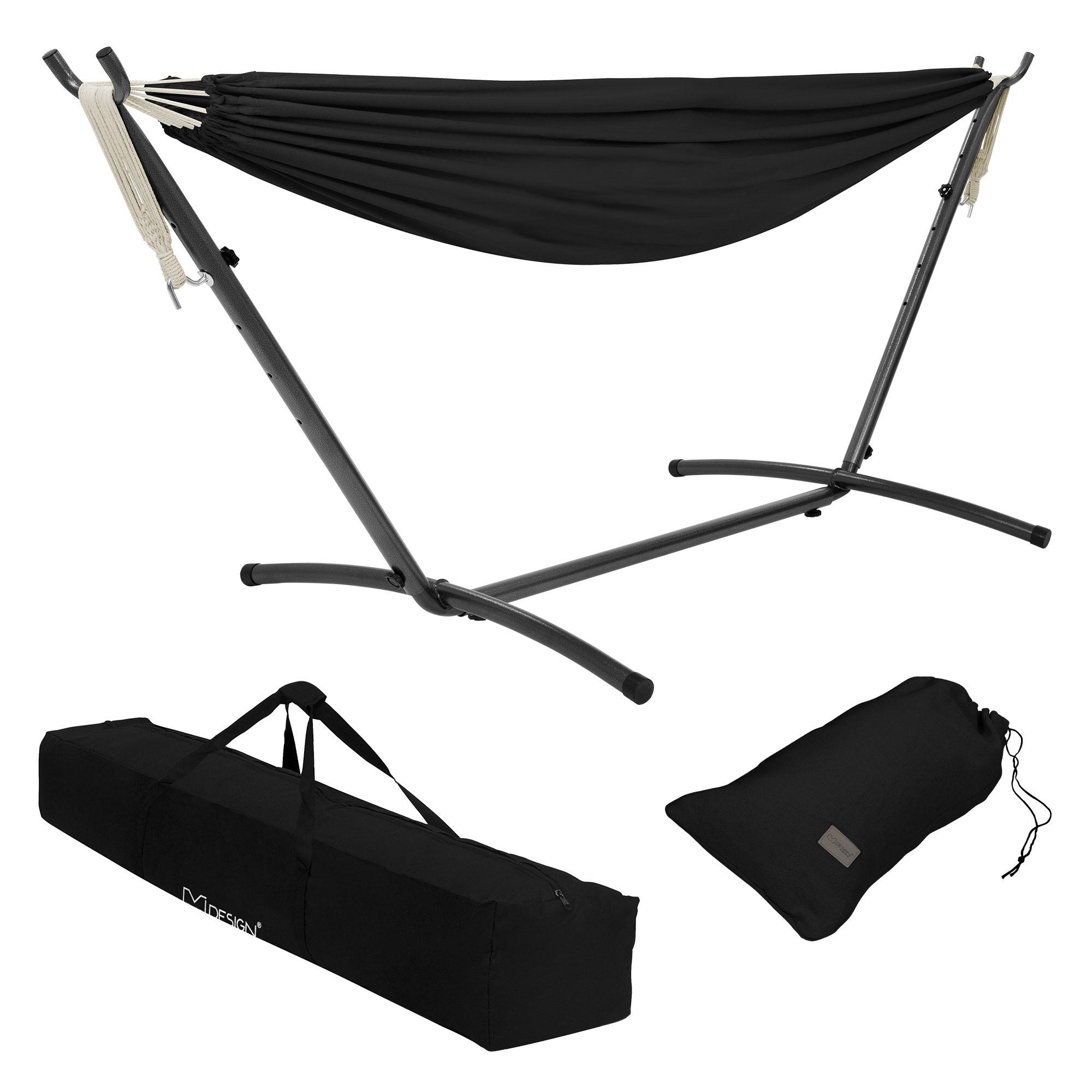 HÄNGEMATTE Doppel Schwarz mit Stahlgestell - Schwarz, Metall (99/98/255cm) - ML-DESIGN