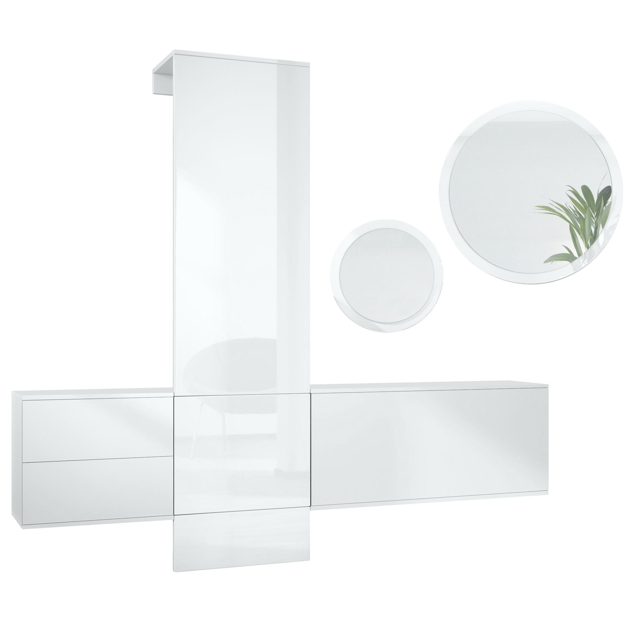 GARDEROBE DualVista Weiß Hochglanz - Weiß Hochglanz, Holzwerkstoff (208/193/35cm) - Vladon