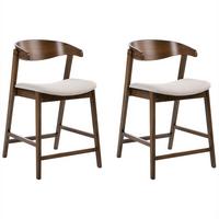 BARSTUHL 2er-Set Braun/Beige Lilly - Beige, Holz (52/87/60cm) - Beliani