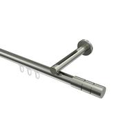 GARDINENSTANGE INNENLAUF Siteno Elanto 400 cm (geteilt in 2 x 200 cm), 1-läufig, 20 mm Ø Edelstahl-Optik - Edelstahlfarben, Metall (400cm) - INTERDECO