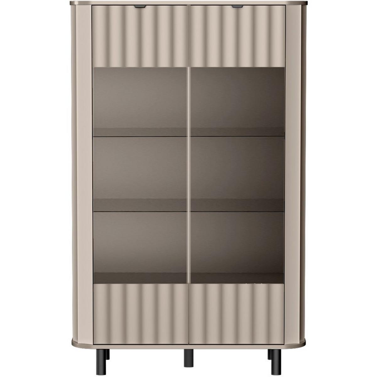 VITRINE Nevada mit zwei Türen 65 cm Taupe - Taupe/Schwarz, Holzwerkstoff/Metall (98/155/41cm) - Beautysofa