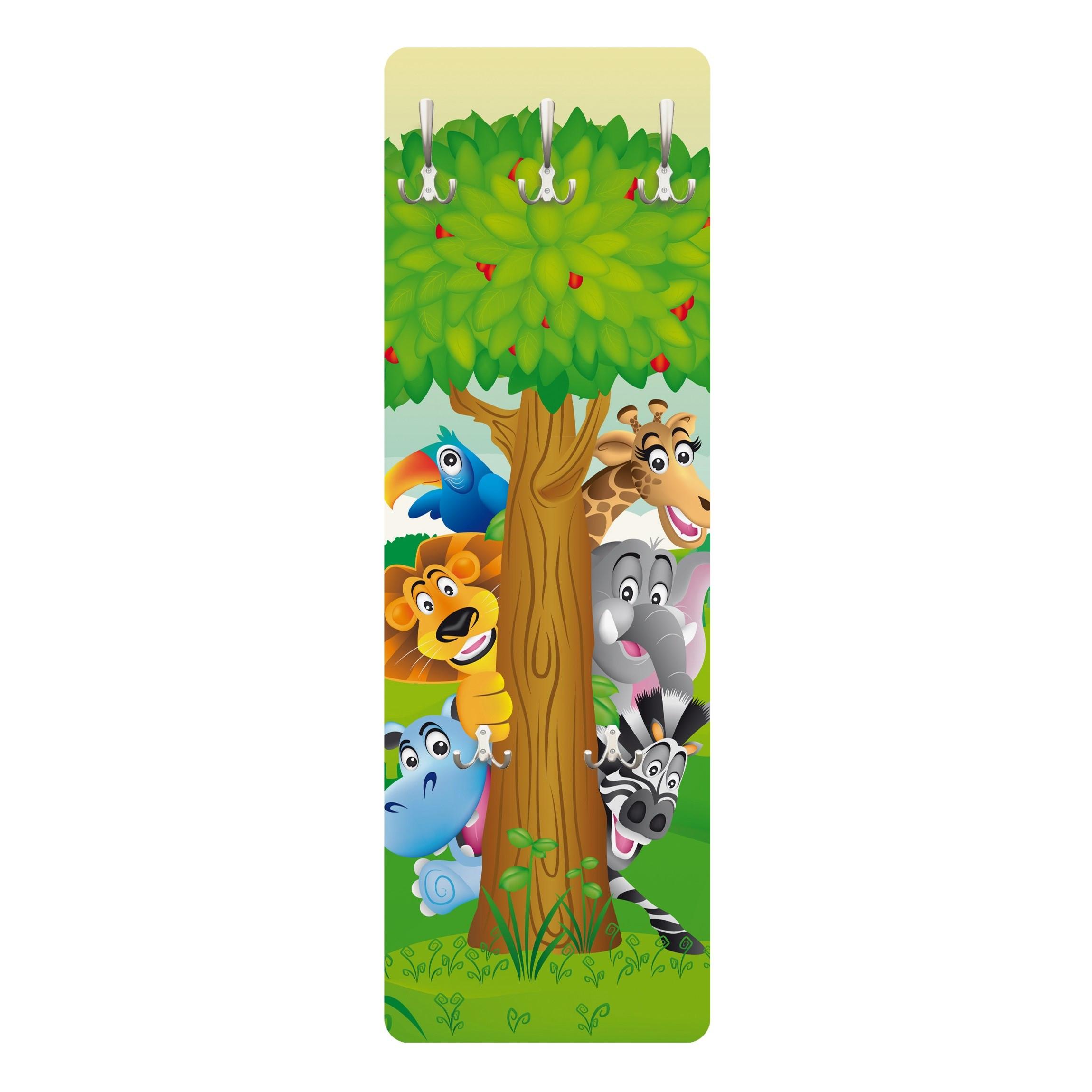 WANDGARDEROBE - No.BF1 Dschungeltiere 34/105 cm - Multicolor, Holzwerkstoff (34/105/1.6cm) - Bilderwelten