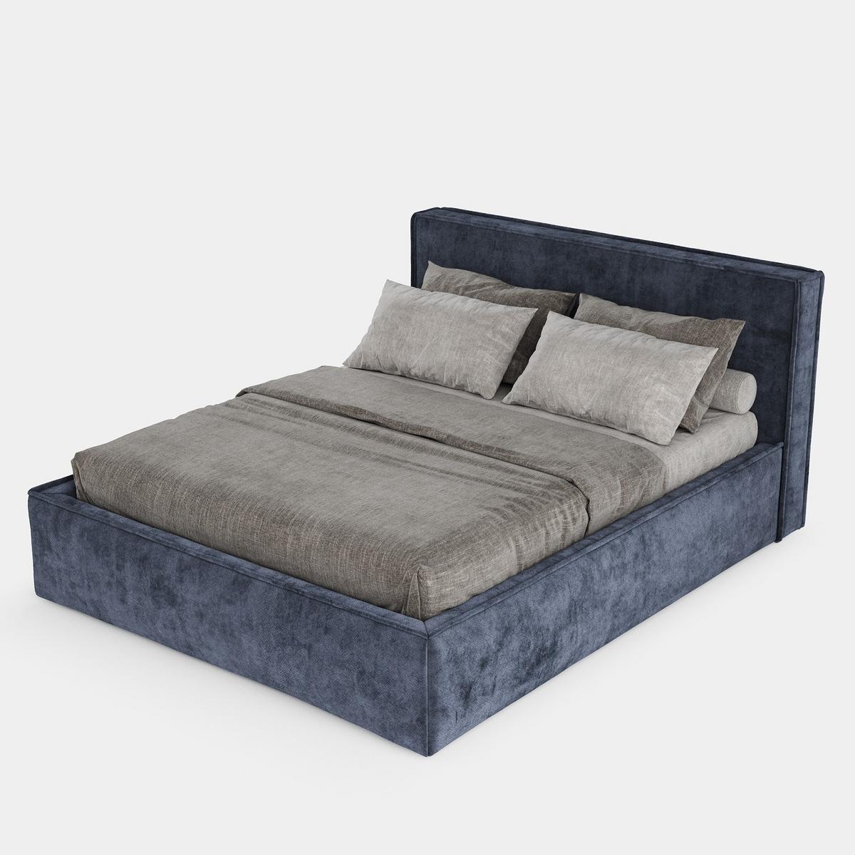 POLSTERBETT Sato mit Stauraum 120/200 cm Dunkelblau im Terra NW Stoff - Blaugrau/Schwarz, Holz/Holzwerkstoff (120/200cm) - AltaBeds