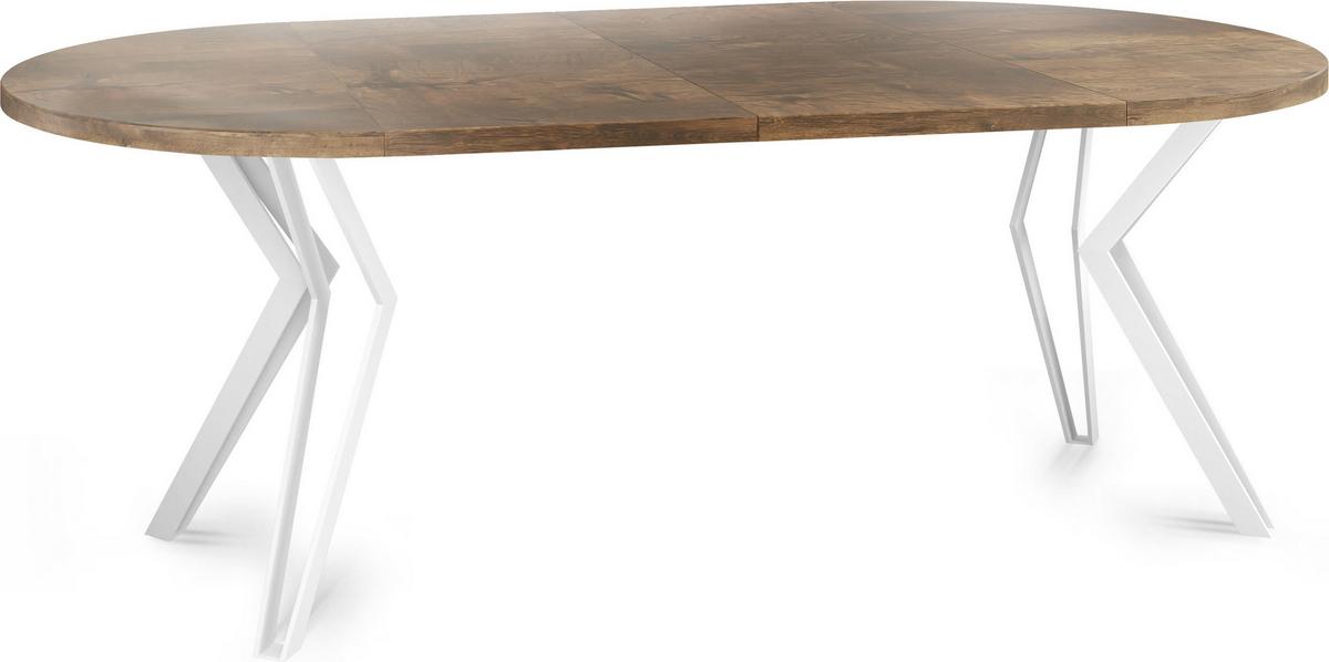 ESSTISCH Austin runder ausziehbarer, Lefkas Eiche 100-180/100/76 cm - Alteiche/Weiß, Holzwerkstoff/Metall (100/180/76cm) - WFL GROUP
