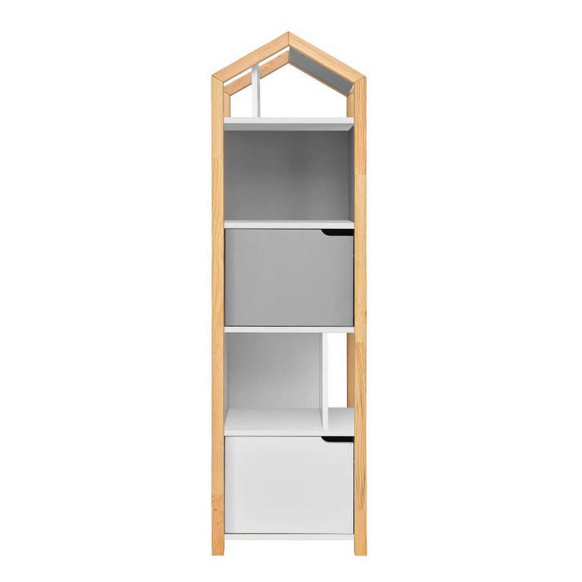 BÜCHERREGAL Grau und weiß - Weiß, Holzwerkstoff (46/160/37cm) - Petits-meubles