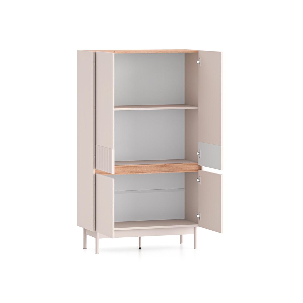 SIDEBOARD Connie Kaschmir und Holz - Beige, Holzwerkstoff (91.9/155.8/40cm) - Petits-meubles